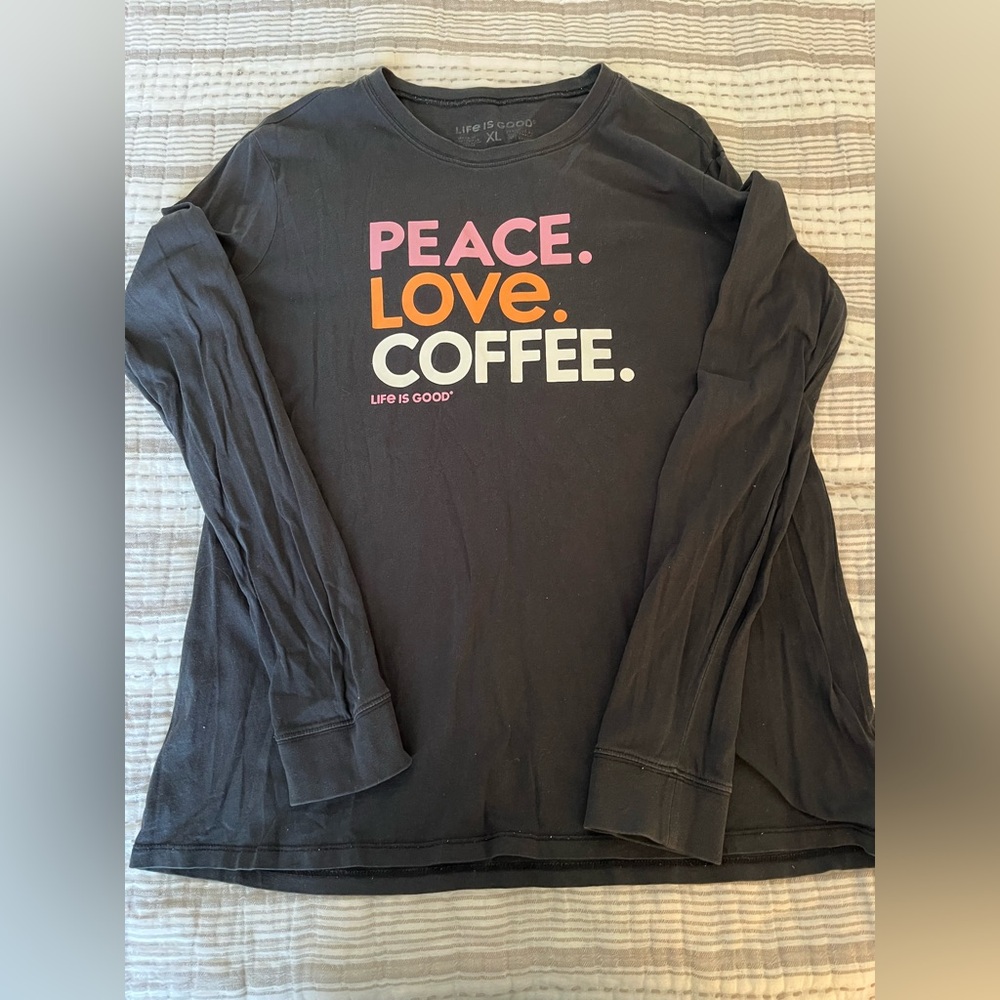 Life Is Good Charcoal Long Sleeve Tee